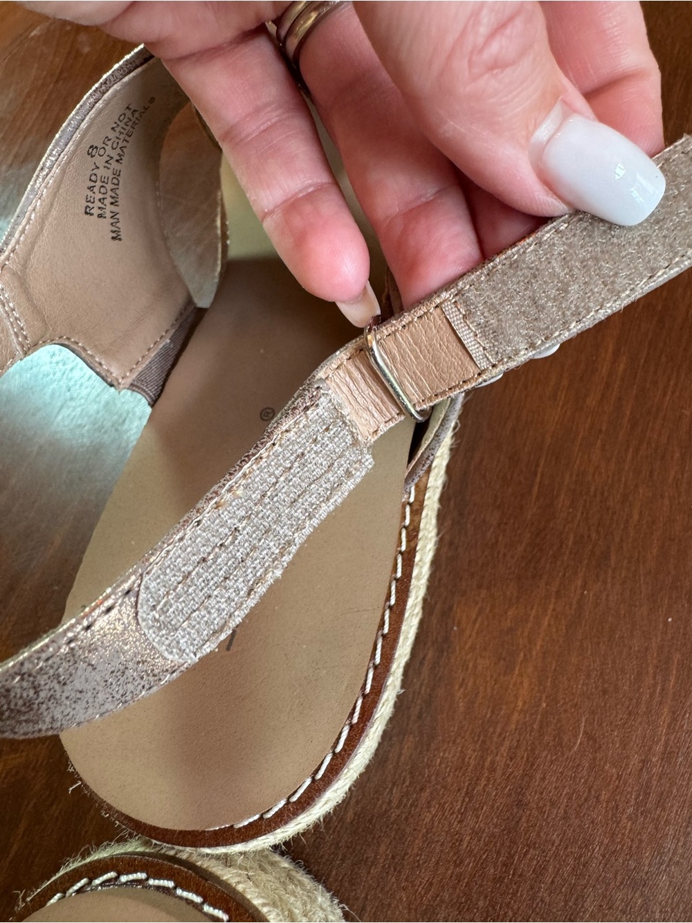 Corkys Ready or Not Metallic Gold Espadrille Wedge Sandals Size 8 Slingback - Picture 9 of 12
